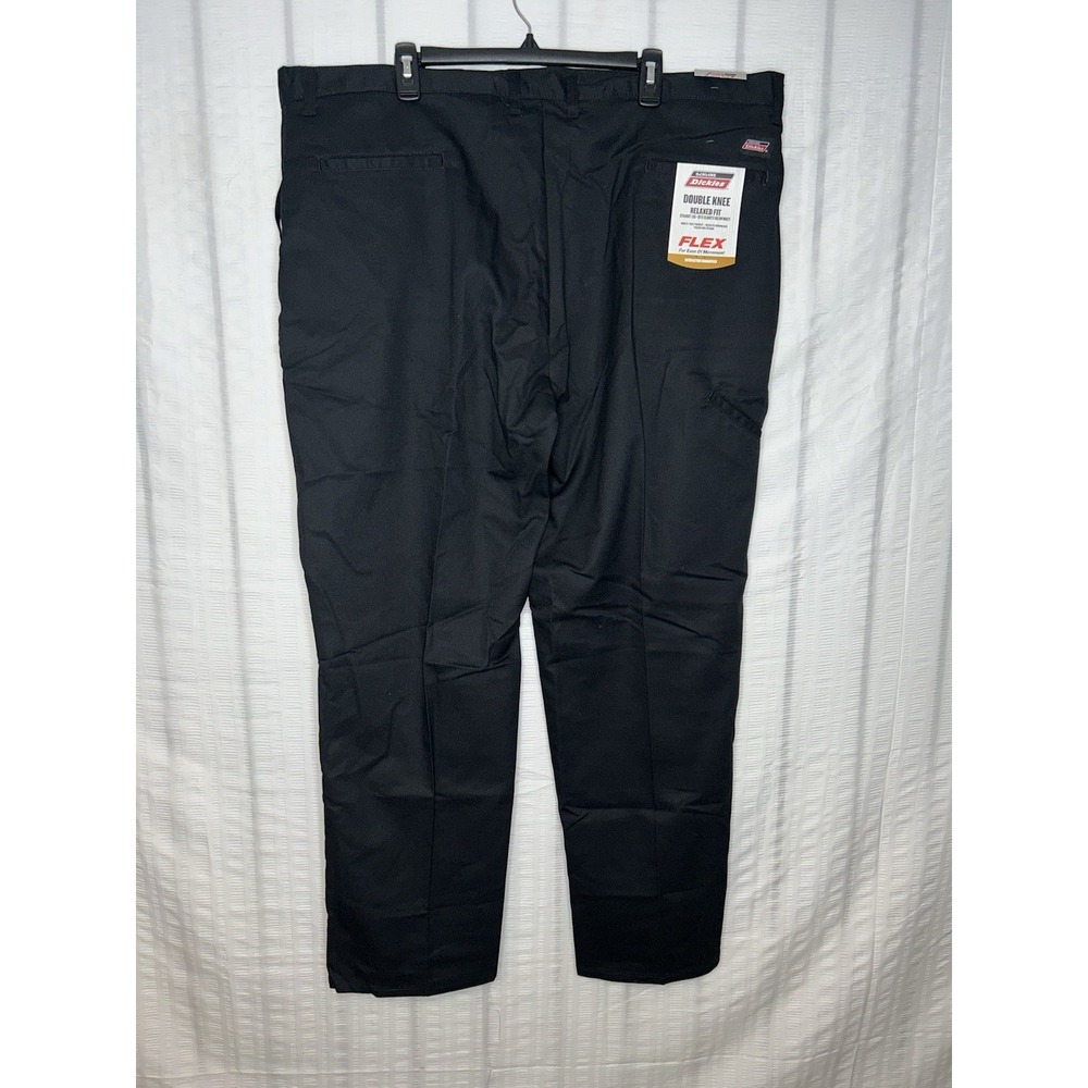 Dickies Mens Flex Double Knee Relaxed Fit Straight Leg Pant Black 44x32 NWT